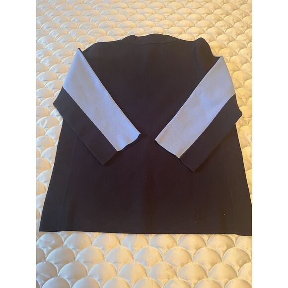 Per se By Carlisle Designer Luxury Mock Neck Color Block Navy Blue Sweater Sz M - Picture 7 of 7